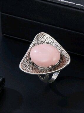 Medieval Triangle Pink Agate Ring